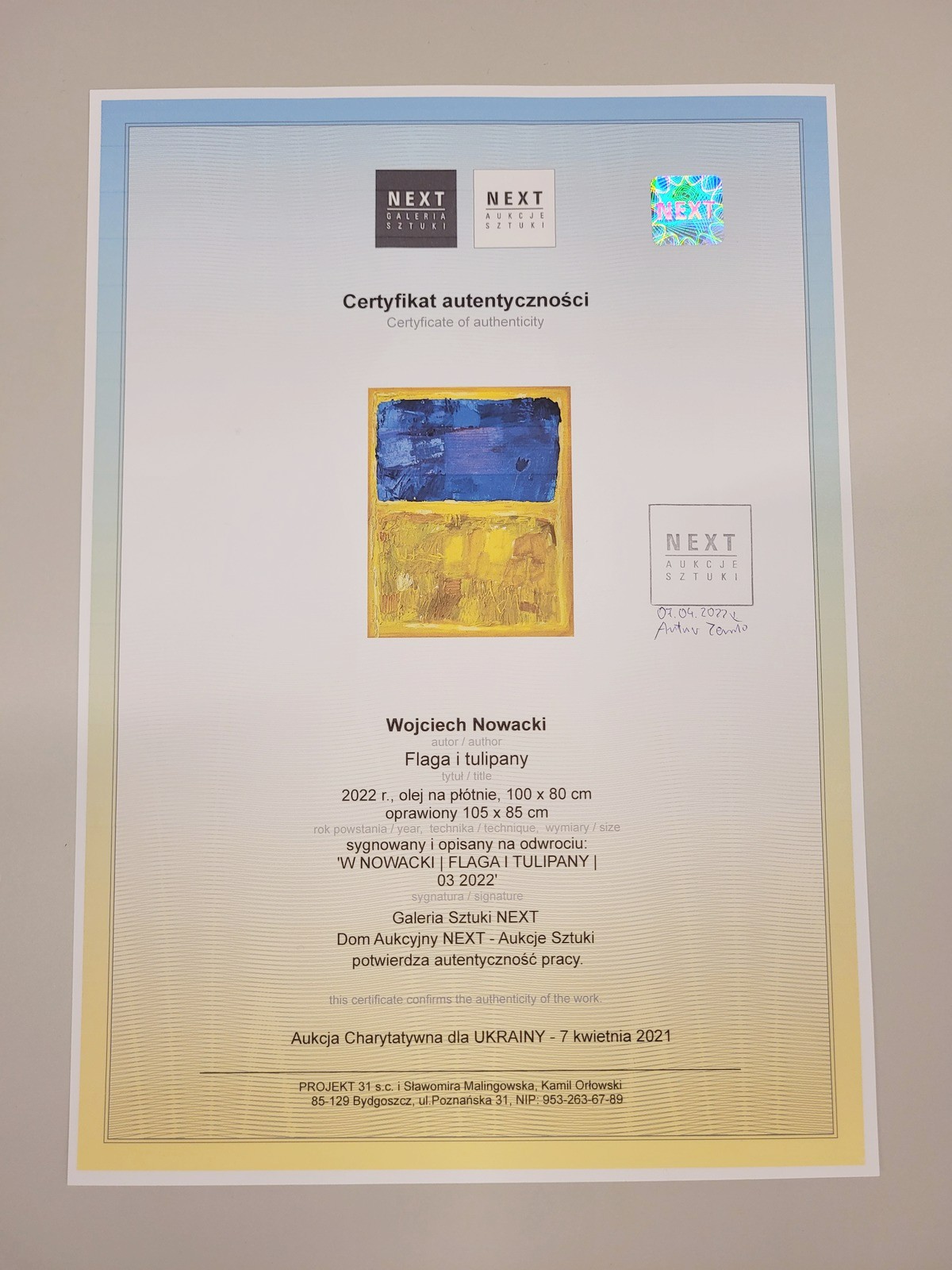 certyfikat autentyczności