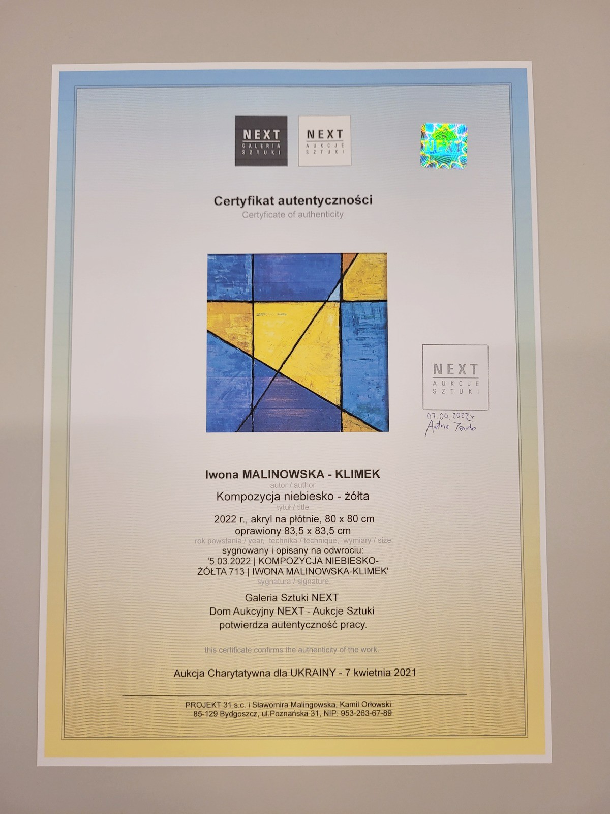 certyfikat autentyczności