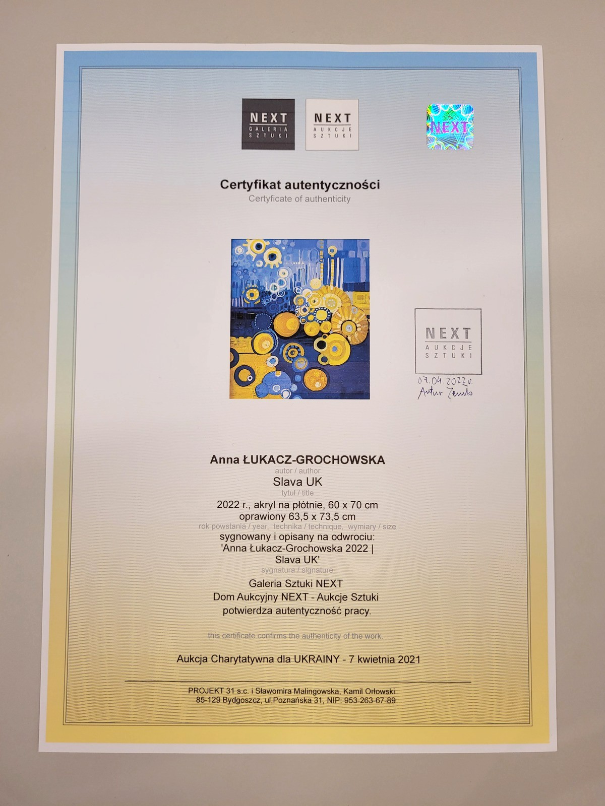 certyfikat autentyczności